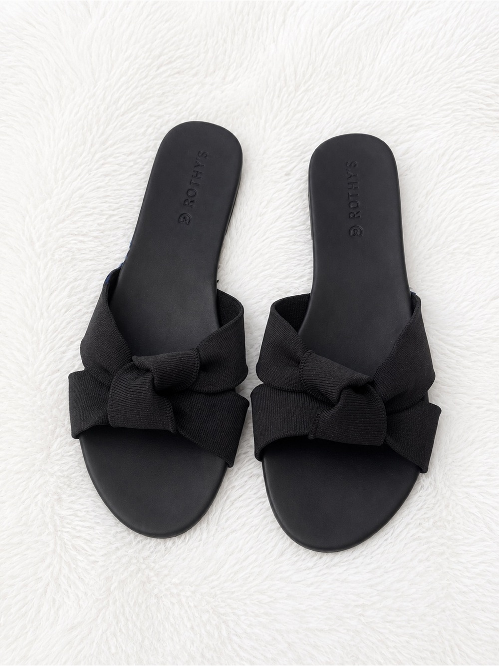 Rothy's Black Knot Bow Slide Sandals